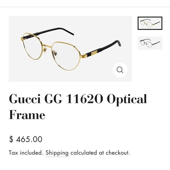 Gucci GG11620 Eyeglass Frames - Gold & Black, Full Rim, Round - Picture 4 of 6